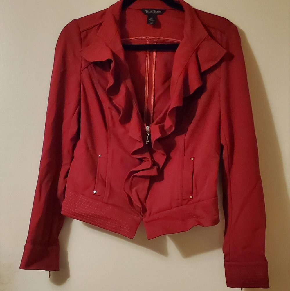 White house black market ruffle jacket